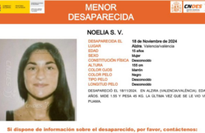 Urgente: buscan a Noelia S. V., menor desaparecida en Alzira, Valencia