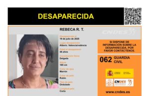 Desaparición preocupante en Alberic: buscan a Rebeca R. T., de 46 años