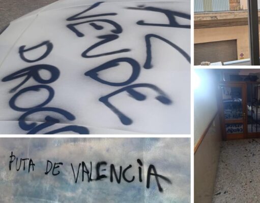 Alzira amanece con pintadas y daños: “Nos han roto hasta la ventana”